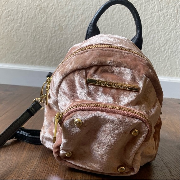 Steve Madden Pink Velvet Mini Backpack - Picture 7 of 12